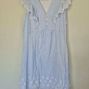 LOFT Striped Mini Dress with Lace Accents